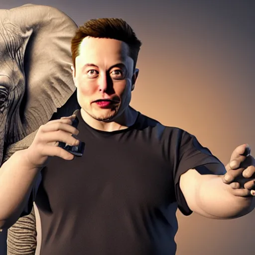 Image similar to Elon Musk with elephant tusks, 8k ultra realistic, award winning, unreal engine 5, masterpiece