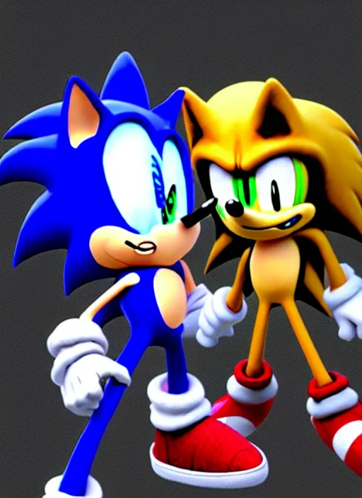 Prompt: sonic the hedgehog and jotaro kujo hanging out, unreal engine render