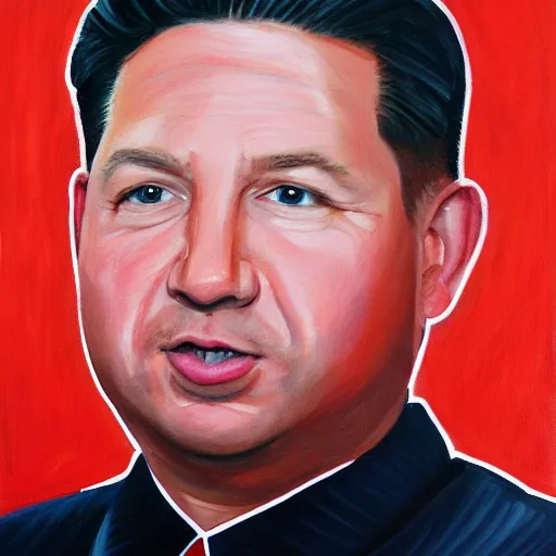 Image similar to oil painting of Ron Desantis in the style of a North Korean portrait