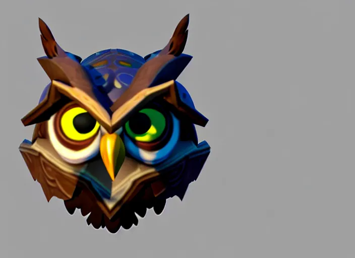 Prompt: owl head, stylized stl, 3 d render, activision blizzard style, hearthstone style