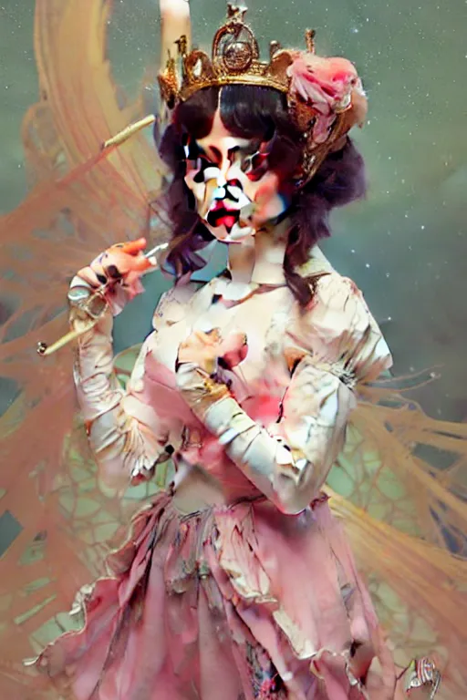 Prompt: Pop Star Melanie Martinez as a princess, fantasy, intricate, elegant, highly detailed, digital painting, artstation, concept art, matte, sharp focus, illustration, art by Artgerm and Greg Rutkowski and Alphonse Mucha