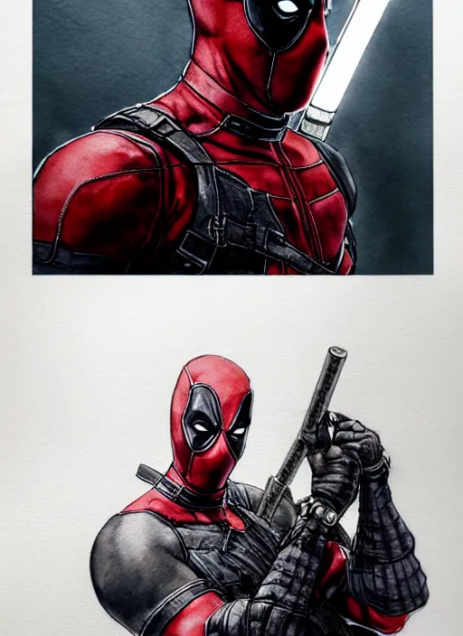 Prompt: portrait, Chibi deadpool, watercolor, dramatic lighting, cinematic, establishing shot, extremly high detail, foto realistic, cinematic lighting, pen and ink, intricate line drawings, by Yoshitaka Amano, Ruan Jia, Kentaro Miura, Artgerm, post processed, concept art, artstation, matte painting, style by eddie mendoza, raphael lacoste, alex ross
