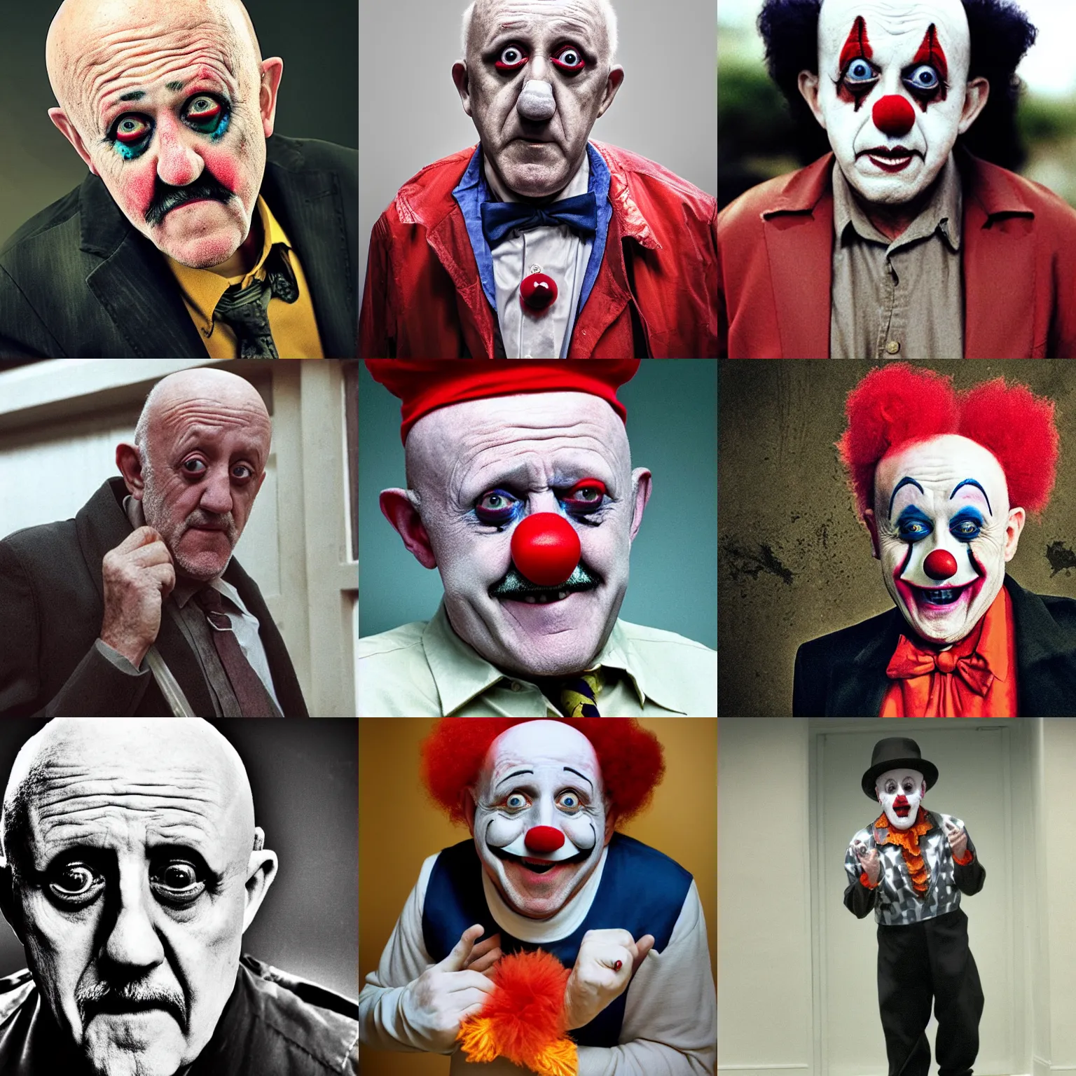 Prompt: mike ehrmantraut as a clown