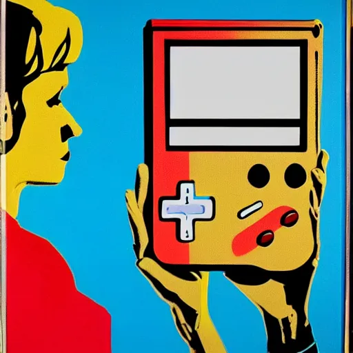 Image similar to original Warhol pop art painting of the Gameboy - 1960 Paint on Canvas