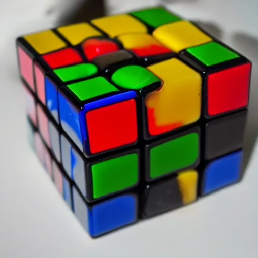 Prompt: a rubik's cube made of melting wax