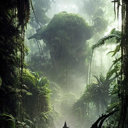 Image similar to epic, ultra detailed, hyper - real alien jungle by greg rutkowski inside the movie matrix