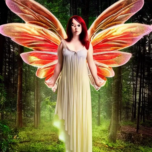 Image similar to beautiful fairy, fantasy, cannabis wings, symmetrical face, full body, dramatic lighting, forest, dreamy