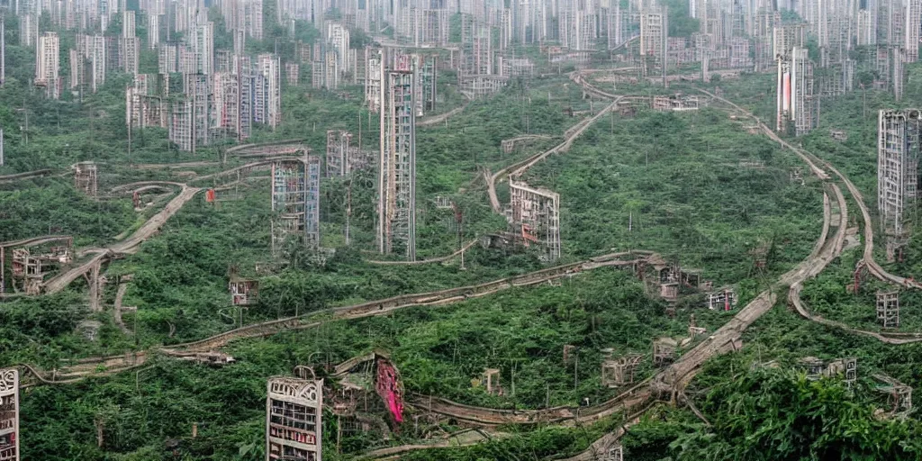 Image similar to chinese overgrown city