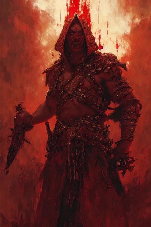 Prompt: khorne, god of blood, extreme detail portrait dnd, painting by gaston bussiere, craig mullins, greg rutkowski, yoji shinkawa