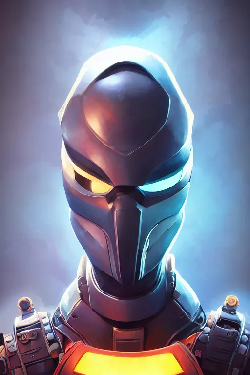 Image similar to epic mask helmet robot ninja portrait stylized as fornite style game design fanart by concept artist gervasio canda, behance hd by jesper ejsing, by rhads, makoto shinkai and lois van baarle, ilya kuvshinov, rossdraws global illumination radiating a glowing aura global illumination ray tracing hdr render in unreal engine 5