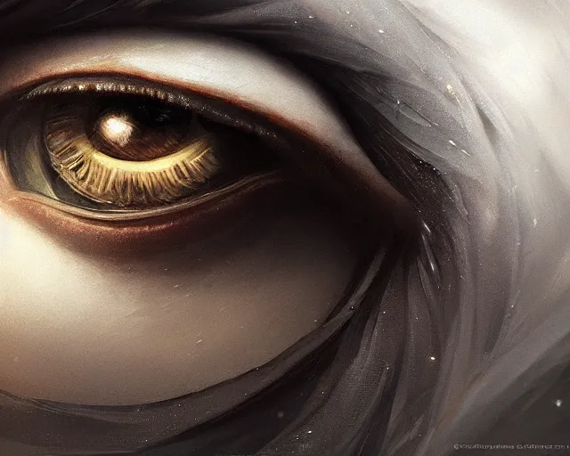 Image similar to very close up of an eye, deep focus, d & d, fantasy, intricate, elegant, highly detailed, digital painting, artstation, concept art, matte, sharp focus, illustration, hearthstone, art by artgerm and greg rutkowski and alphonse mucha