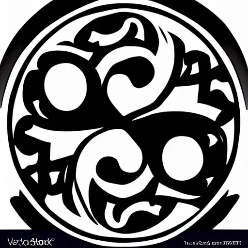 Prompt: the yin yang symbol, vector image, black and white
