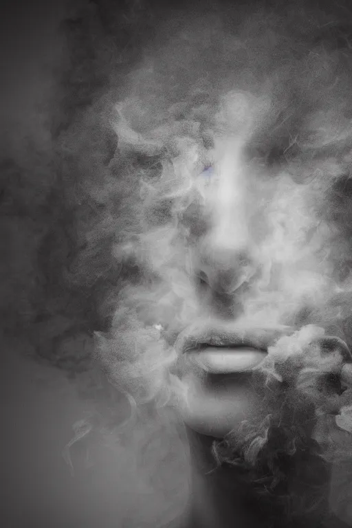 Prompt: a portrait of a person made of smoke. impressionism. matte painting. octane render