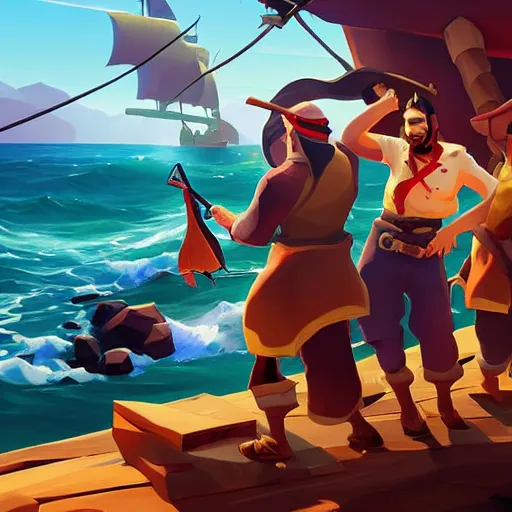 Image similar to painting treasure on sea of thieves game smooth median photoshop filter cutout vector, behance hd by jesper ejsing, by rhads, makoto shinkai and lois van baarle, ilya kuvshinov, rossdraws global illumination