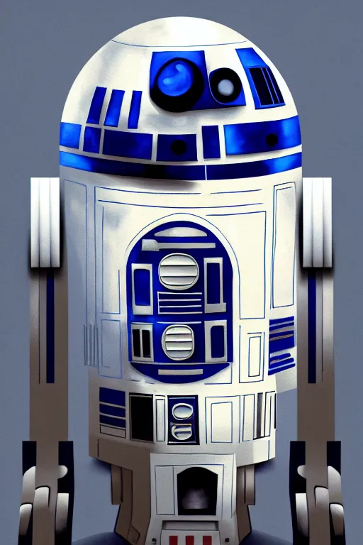 Prompt: a portrait of r 2 d 2 as a real human, grim - lighting, high - contrast, intricate, elegant, highly detailed, digital painting, artstation, concept art, smooth, sharp focus, illustration