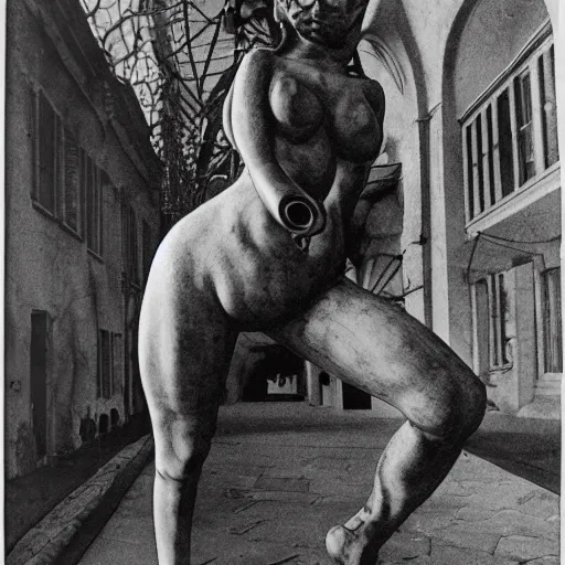 Prompt: old city by hans bellmer