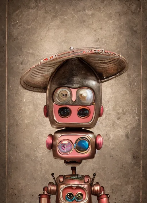 Image similar to closeup portrait of tin toy robot girl trap, depth of field, zeiss lens, detailed, symmetrical, centered, fashion photoshoot, by nicoletta ceccoli, mark ryden, lostfish, breathtaking, 8 k resolution, extremely detailed, beautiful, establishing shot, artistic, hyperrealistic, octane render