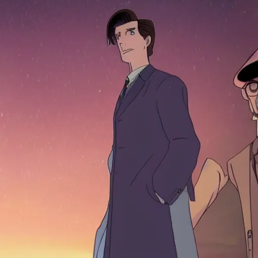 Prompt: still of the eleventh doctor, animated by hayao Miyazaki