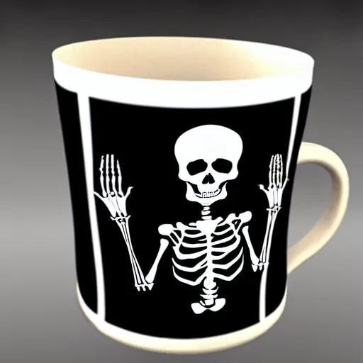 Prompt: a gothic style cup with a skeleton and the word'gamimg'on it