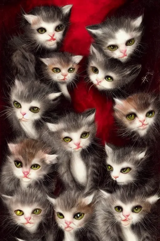 Image similar to vampire kitten riot hyperreal hilarious maelstrom