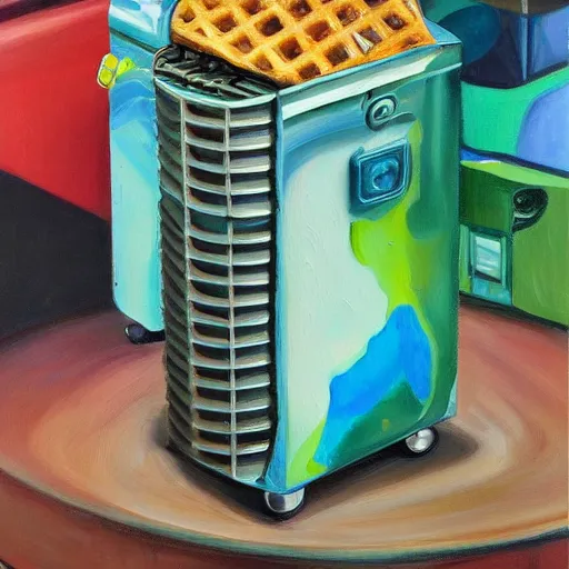 Prompt: distorted small port waffle cooler, by wojciech siudmak and jane graverol, detailed painting, lowbrow