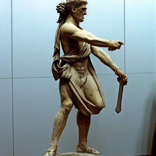 Prompt: roman statue of Constantine in American Psycho (1999)