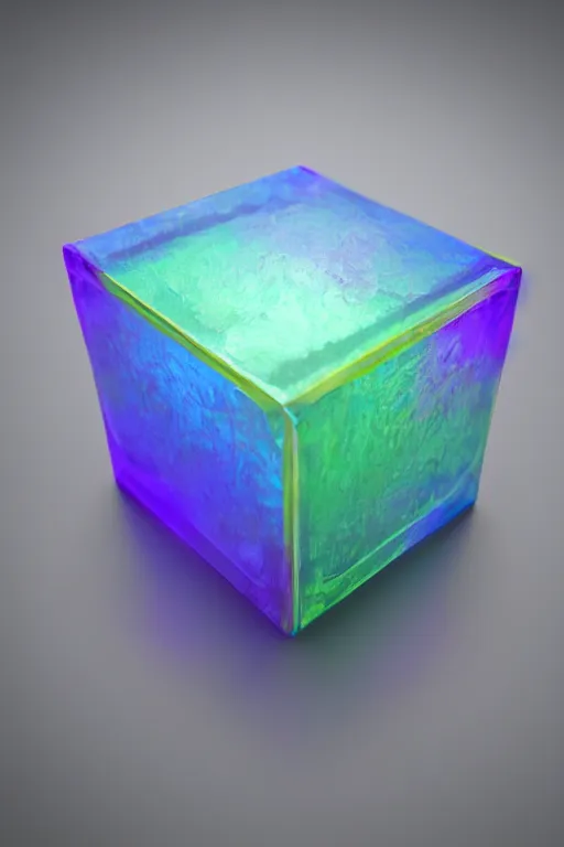 Prompt: iridescent cube, sharp focus, highly detailed, 3 d, rendered, octane render, still photo, realistic, central composition, cinematic, dynamic lighting