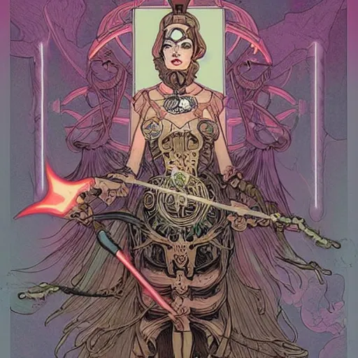 Prompt: an ethereal steampunk sith princess, grimdank tarot card by james jean and steven belledin