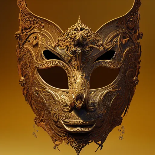 Image similar to an elaborate intricate mask made of wind, rendered in octane, behance hd, bokeh backdrop