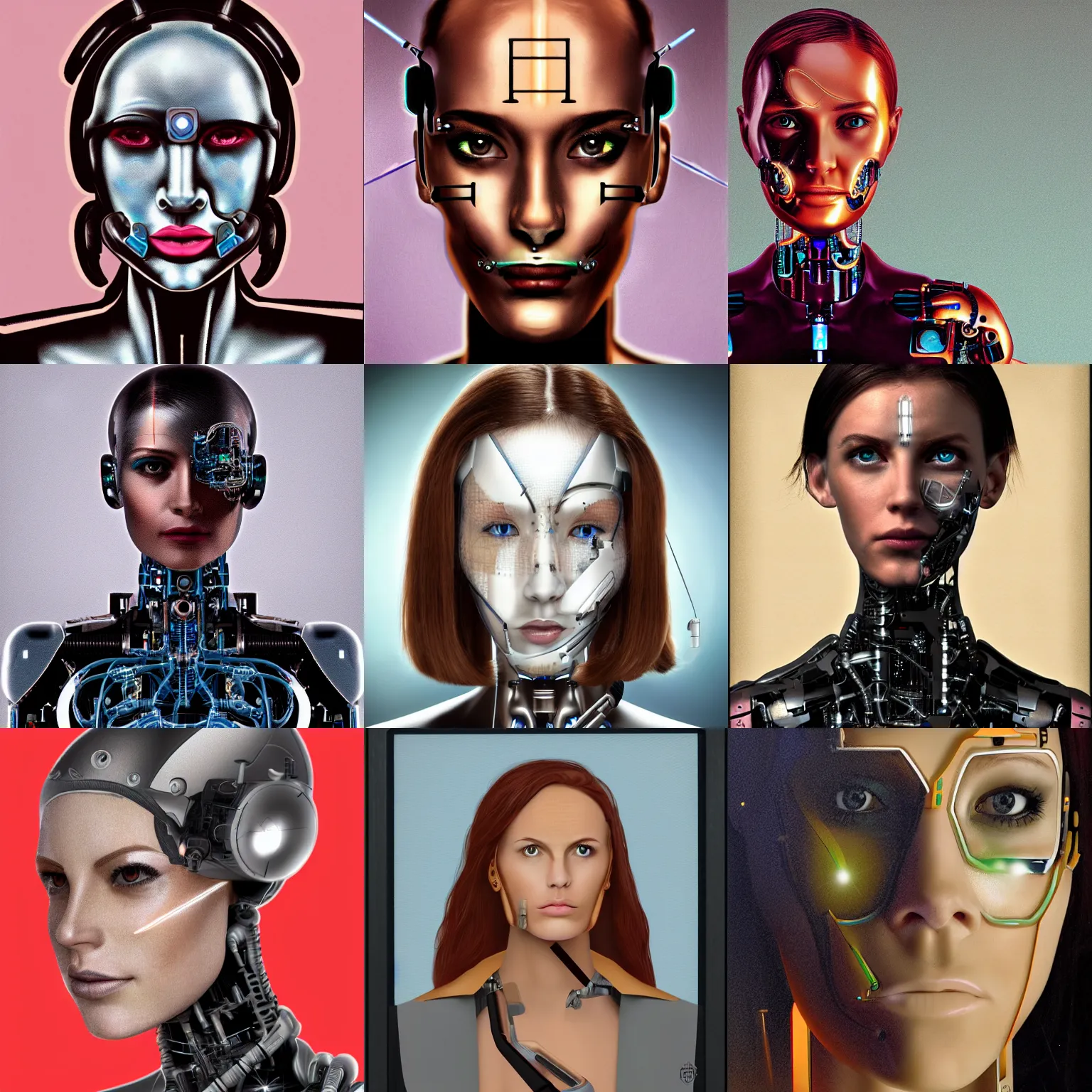 Prompt: portrait of a female cyborg