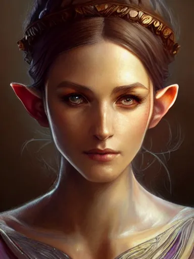 Prompt: portrait of a Elf Queen, D&D, fantasy, highly detailed, beautiful face, realistic body structure, digital painting, artstation, smooth, sharp focus, illustration, art by artgerm and greg rutkowski and alphonse mucha