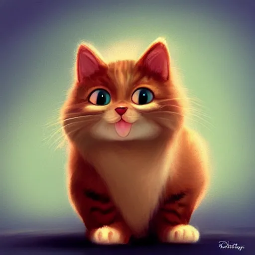 Prompt: cute kitty as a cloud, fluffy, pixar, concept art, digital art, painting