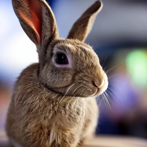 Prompt: Mark Zuckerberg as a rabbit, highly detailed, high quality, HD, 4k, 8k, Canon 300mm, professional photographer, 40mp, lifelike, top-rated, award winning, realistic, sharp, no blur, edited, corrected, trending