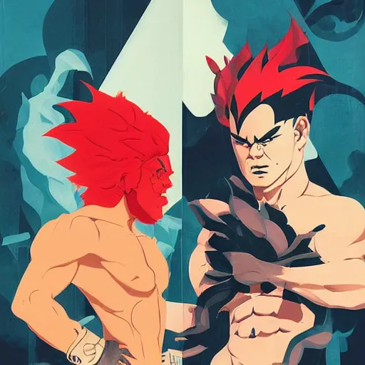 Image similar to Sketch of Akuma vs Goken by Sachin Teng, asymmetrical, Organic Painting ,geometric shapes, hard edges, energetic, graffiti, street art:2 by Sachin Teng:4