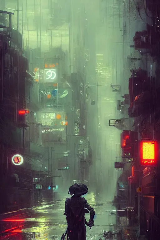 Image similar to rainy tokyo streets at night in the year 2049, cyberpunk concept art by pete mohrbacher and seb mckinnon and beksinski and josan gonzales, digital art, highly detailed, intricate, sci-fi, sharp focus, Trending on Artstation HQ, deviantart, unreal engine 5, 4K UHD image