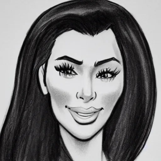 Image similar to milt kahl pencil sketch of kim kardashian