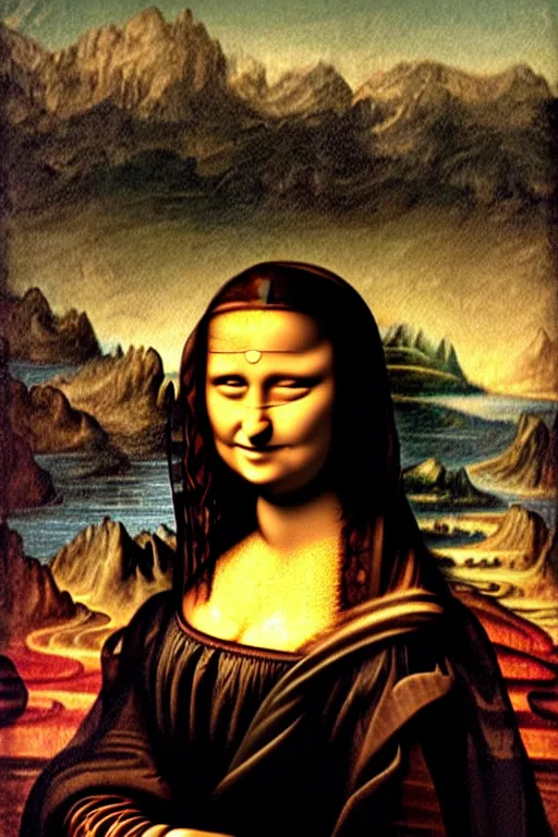 Image similar to Satan as the Mona Lisa