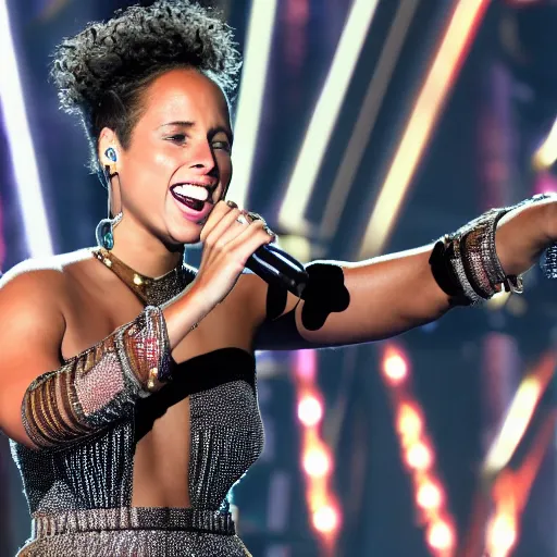 Prompt: Alicia keys singing