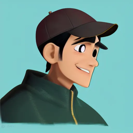 Image similar to tadashi from big hero 6 infront of a forest, profile picture, digital illustration