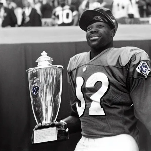 Image similar to chuck clark of the baltimore ravens, chuck clark's face, holding the lombardi trophy