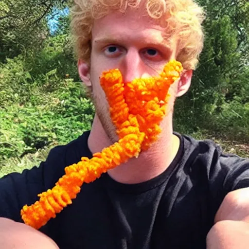 Image similar to logan paul as a cheeto,