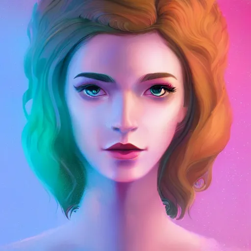 Prompt: portrait of a woman inspired by lois van baarle, illustration iridescent, hair styles, light make up, cinematic 8 k