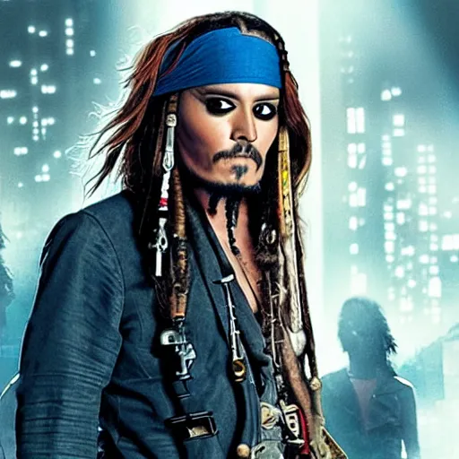 Prompt: Jack Sparrow in Cyberpunk
