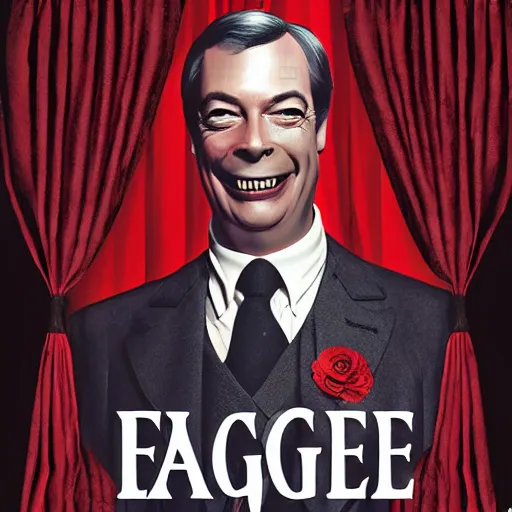 Prompt: nigel farage as count dracula, movie poster, digital art, detailed