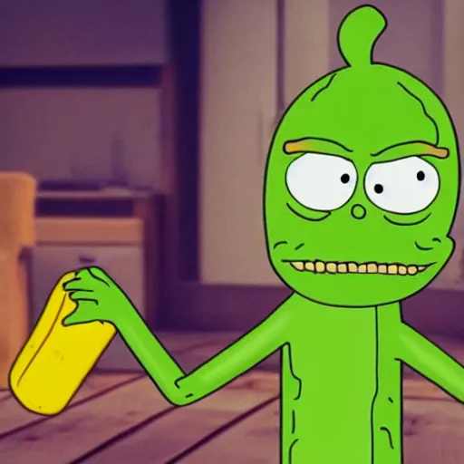 Prompt: pickle rick but it's a banana instead of a pickle