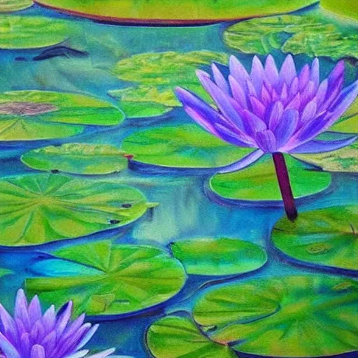 Prompt: a beautiful painting of a waterlily pond, carpet texture
