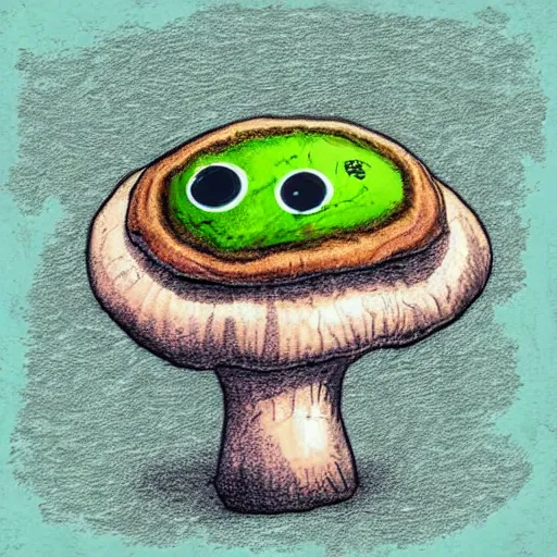 Image similar to digital art, mushroom with googly eyes