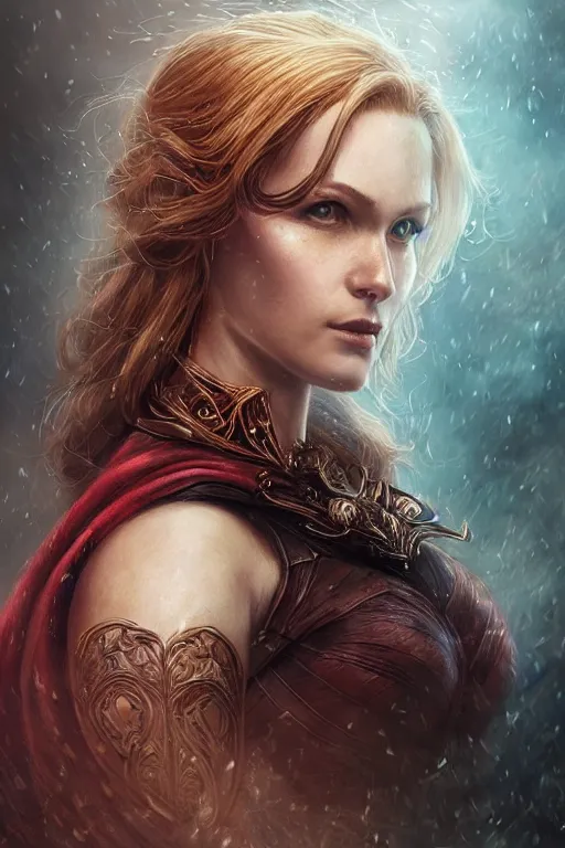 Image similar to Majestic and regal portrait of a female Robin, DC universe, Perfect face, beautiful, intricate, epic, elegant, menacing, fantasy, highly detailed, digital painting, hard focus, beautiful volumetric lighting, epic light, ultra detailed, by Leesha Hannigan, Ross Tran, Thierry Doizon, Kai Carpenter, Ignacio Fernández Ríos