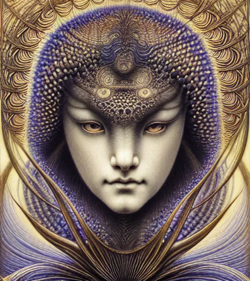 Image similar to detailed realistic beautiful kitsune goddess face portrait by jean delville, gustave dore, iris van herpen and marco mazzoni, art forms of nature by ernst haeckel, art nouveau, symbolist, visionary, gothic, neo - gothic, pre - raphaelite, fractal lace, intricate alien botanicals, ai biodiversity, surreality, hyperdetailed ultrasharp octane render