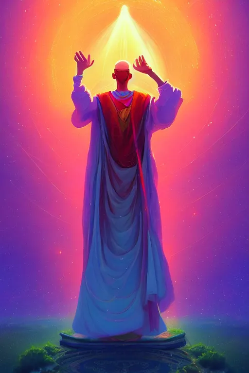 Prompt: the hierophant stands a bridge between heaven and earth holding knowledge and tradition in her hands, 8 k resolution digital painting, vibrant colors, by alena aenami, by michael whelan, behance hd, trending on artstation deviantart